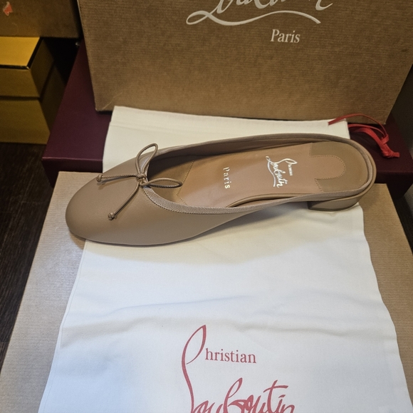 NIB NEW Christian Louboutin Women Black Leather Sweetie Jane Flats Mules - Picture 5 of 9